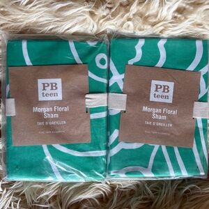 POTTERY BARN Set Lot 2 Teen Morgan Floral Euro Sham Gumdrop Green NEW Tags